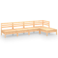 Garden Lounge Set Natural Pine Solid Pine Wood Five-Piece Modular