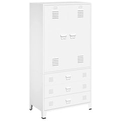Wardrobe White Metal 35.4 x 19.7 x 70.9 in Wardrobe Rectangular