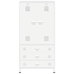 Wardrobe White Metal 35.4 x 19.7 x 70.9 in Wardrobe Rectangular