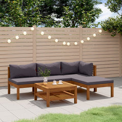 Wooden Lounge Set Dark Grey, Natural Wood
