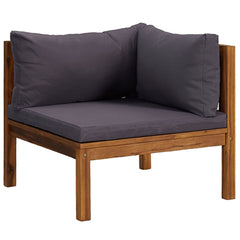 Wooden Lounge Set Dark Grey Cushions