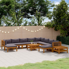 Wooden Lounge Set Dark Grey Solid Acacia Wood Large Modular