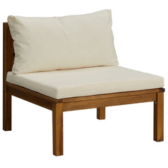 Garden Lounge Set Cream Solid acacia wood with polyester fabric