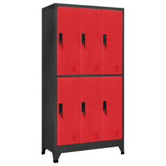 Locker Cabinet Anthracite and Red Steel Standard Locker Cabinet