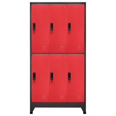 Locker Cabinet Anthracite and Red Steel Standard Locker Cabinet