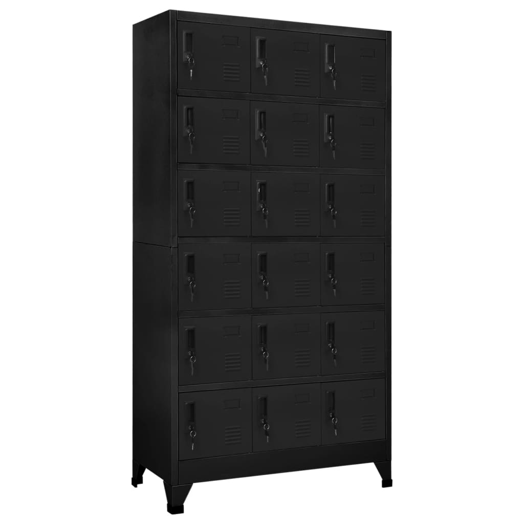Locker Cabinet Black Steel Large Locker Cabinet Rectangular – Bostome