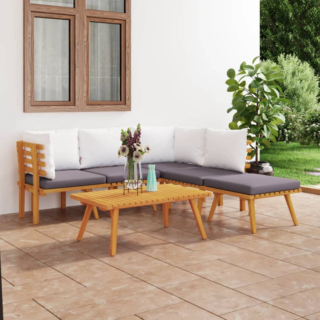 Garden Lounge Set Dark grey and white