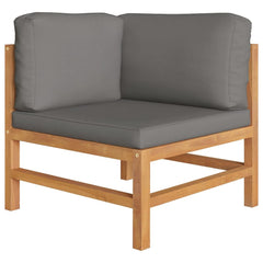 Garden Lounge Set Grey Solid Teak Wood 6 Piece Set Durable