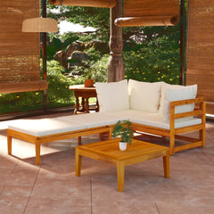 Garden Lounge Set Cream White Solid acacia wood 3 Piece Set