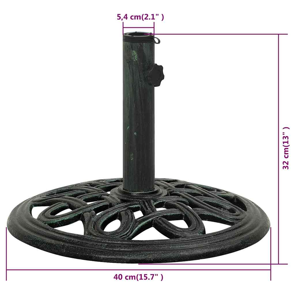 Umbrella Base Green 15.7x15.7x12.6 Cast Iron