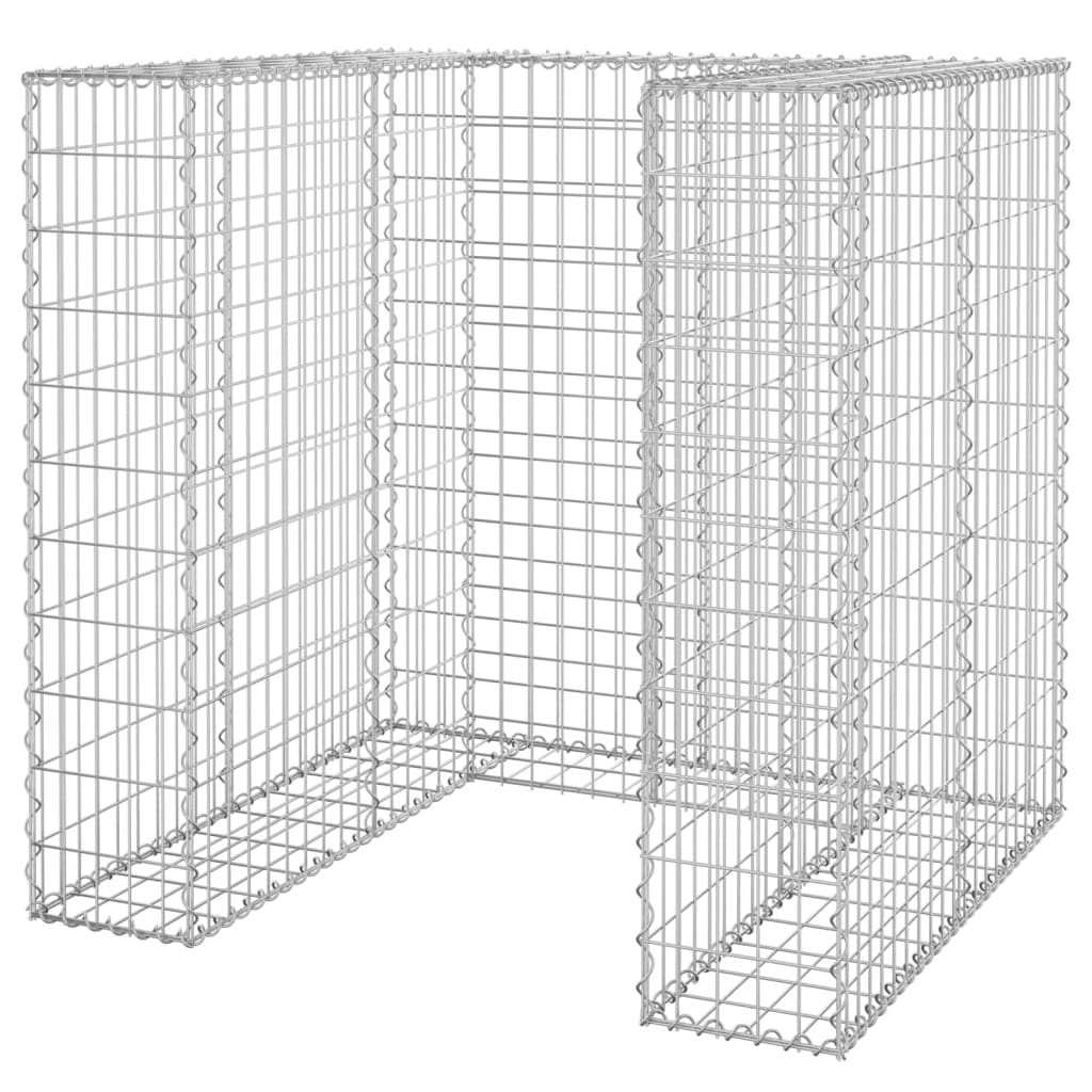 Galvanized steel gabion basket, 43.3x39.4x43.3 inches, for hiding garbage bins.