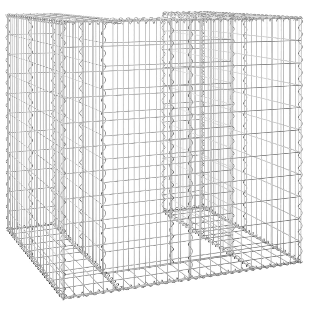 Galvanized steel gabion basket measuring 43.3x39.4x43.3 inches for hiding garbage bins.
