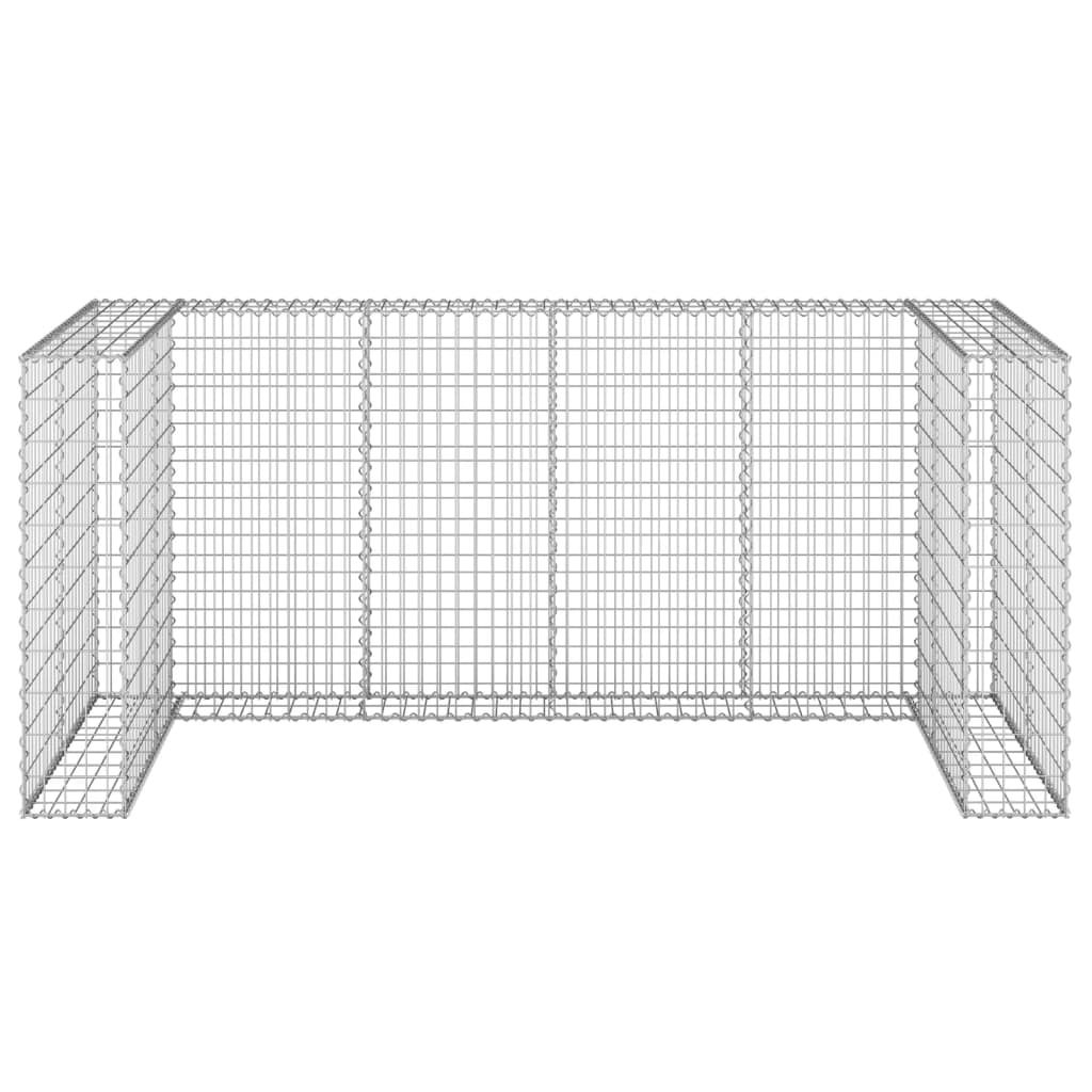 Galvanized steel gabion wall measuring 100x39.4x43.3 inches for hiding garbage bins.
