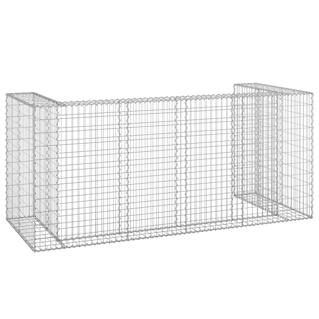Galvanized steel gabion wall for hiding garbage bins, measuring 100x39.4x43.3 inches.