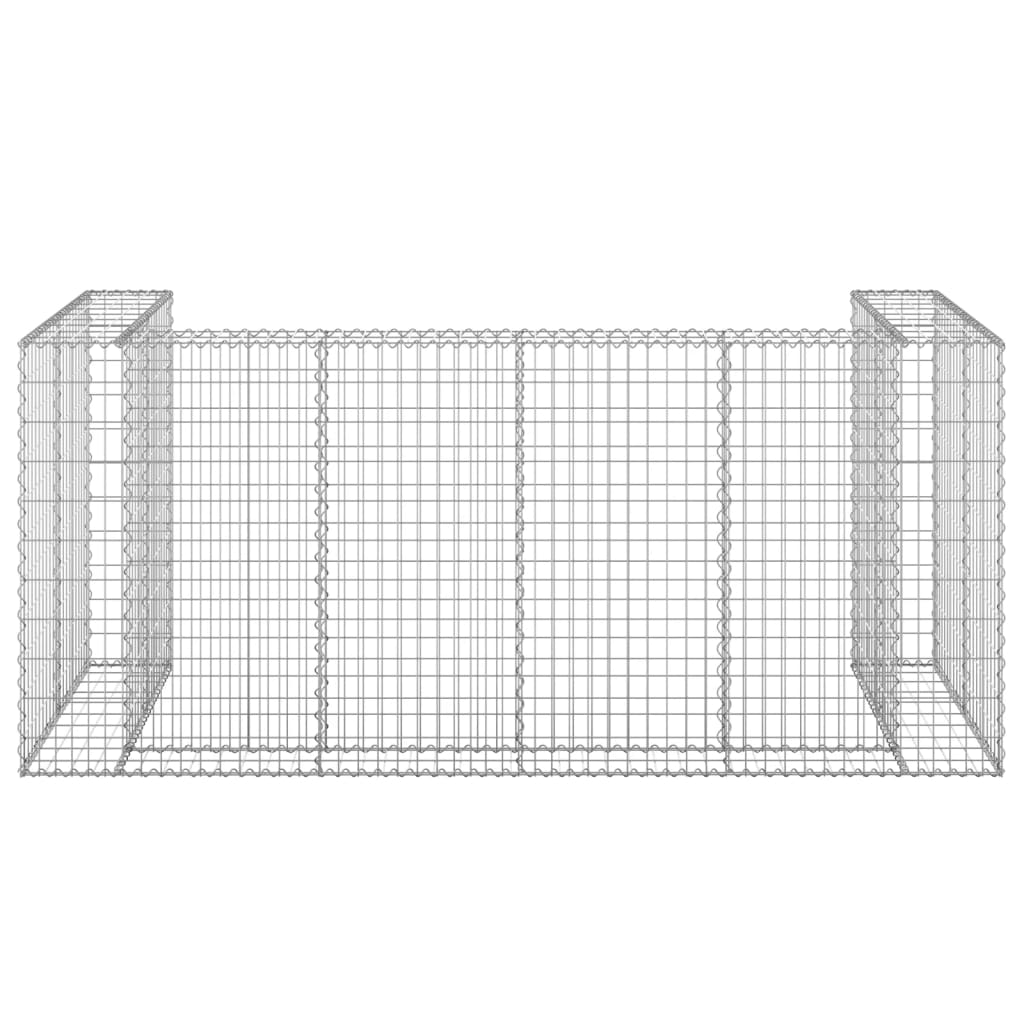 Galvanized steel gabion wall for hiding garbage bins, measuring 100x39.4x43.3 inches.