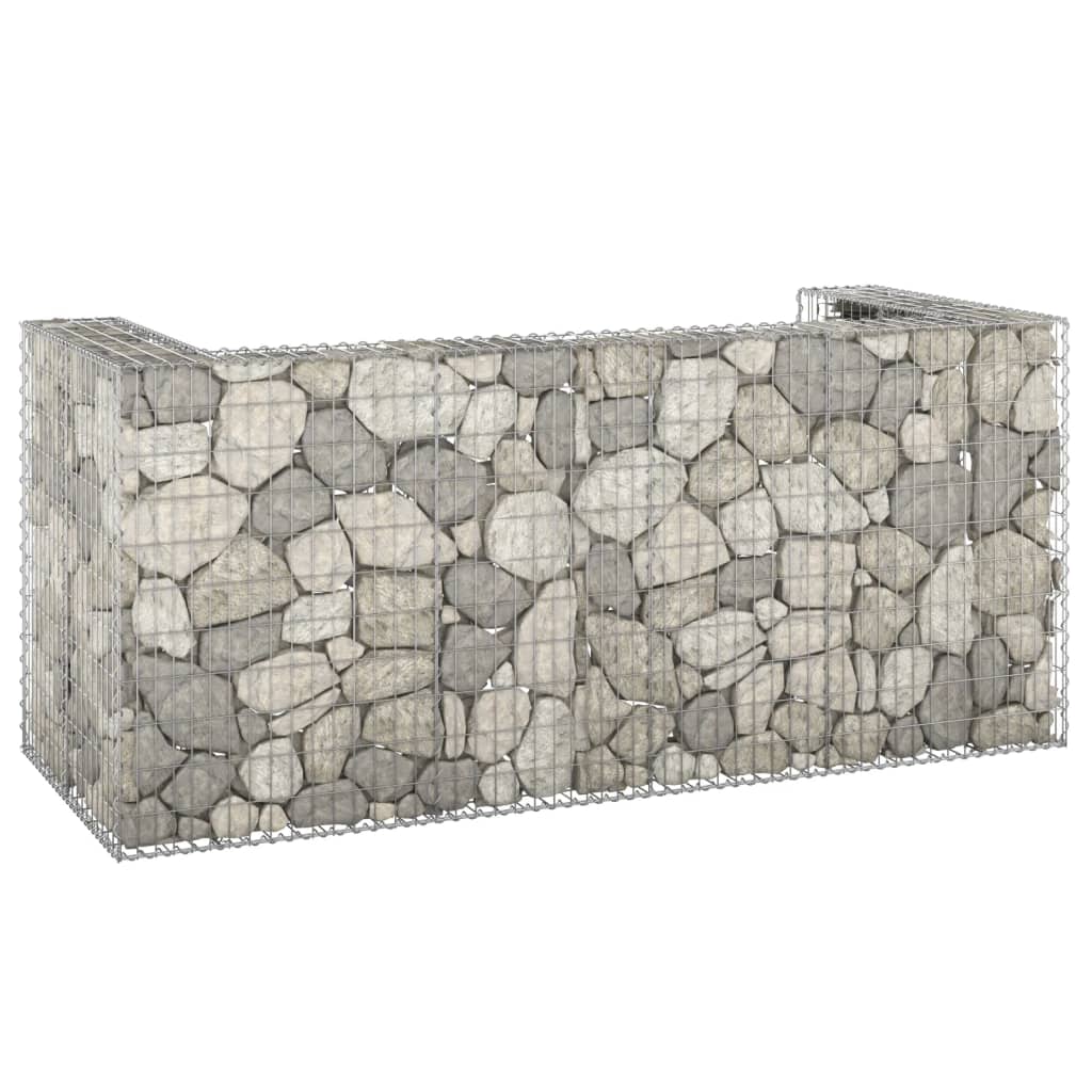 Galvanized steel gabion wall, 100x39.4x43.3 inches, for hiding garbage bins.
