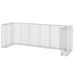 Galvanized steel gabion wall for hiding garbage bins, measuring 128x39.4x43.3 inches.