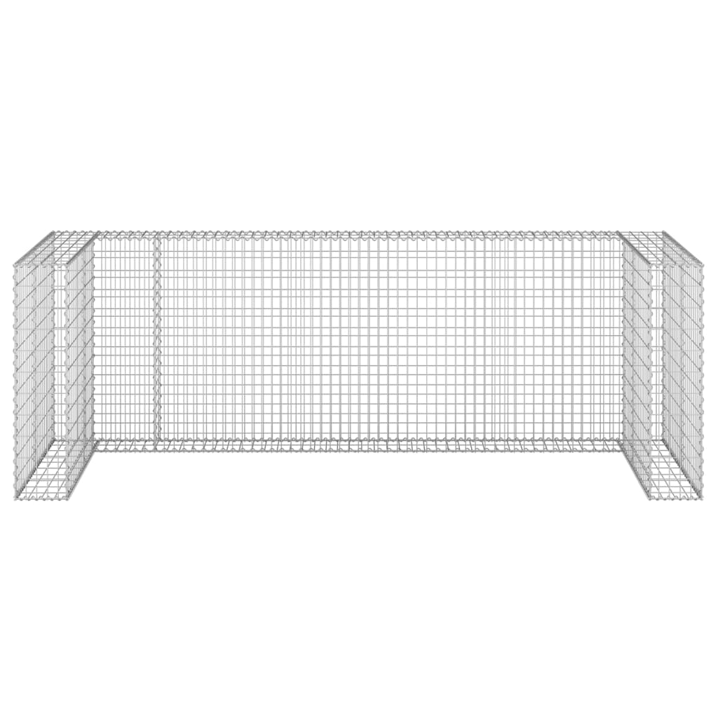 Galvanized steel gabion wall measuring 128x39.4x43.3 inches for hiding garbage bins.