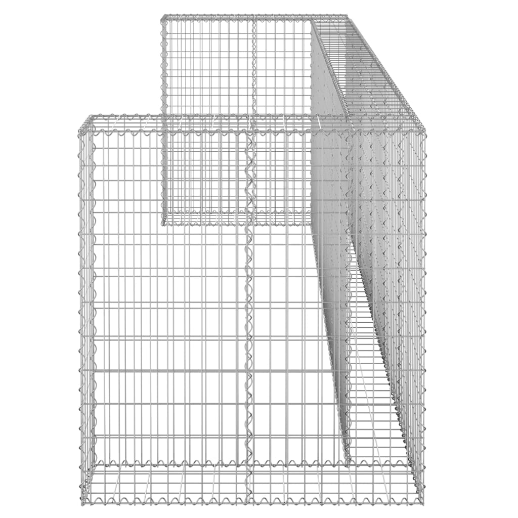 Galvanized steel gabion wall enclosure for hiding garbage bins, measuring 128x39.4x43.3 inches.