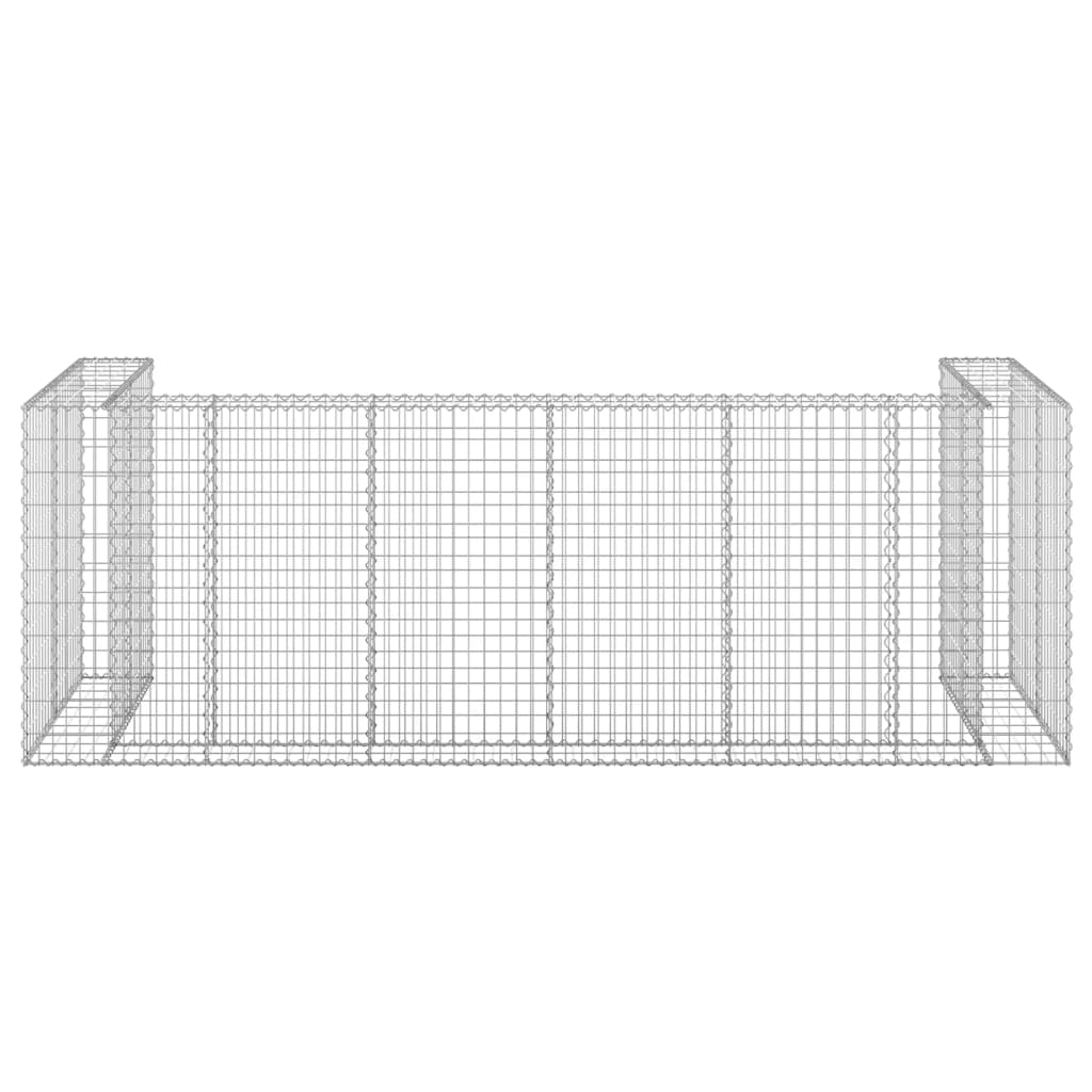 Galvanized steel gabion wall enclosure for garbage bins, measuring 128x39.4x43.3 inches.