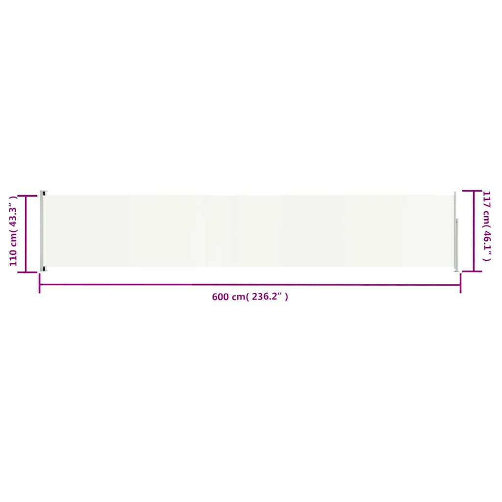 Patio Retractable Side Awning 46.1x236.2 Cream