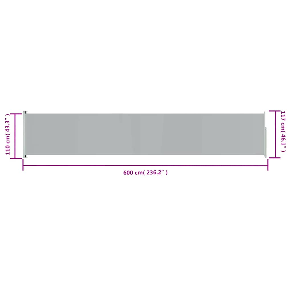 Patio Retractable Side Awning 46.1x236.2 Gray