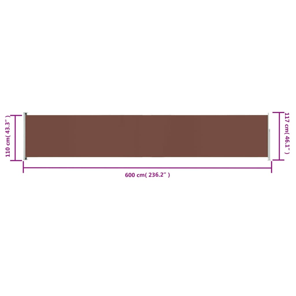 Patio Retractable Side Awning 46.1x236.2 Brown
