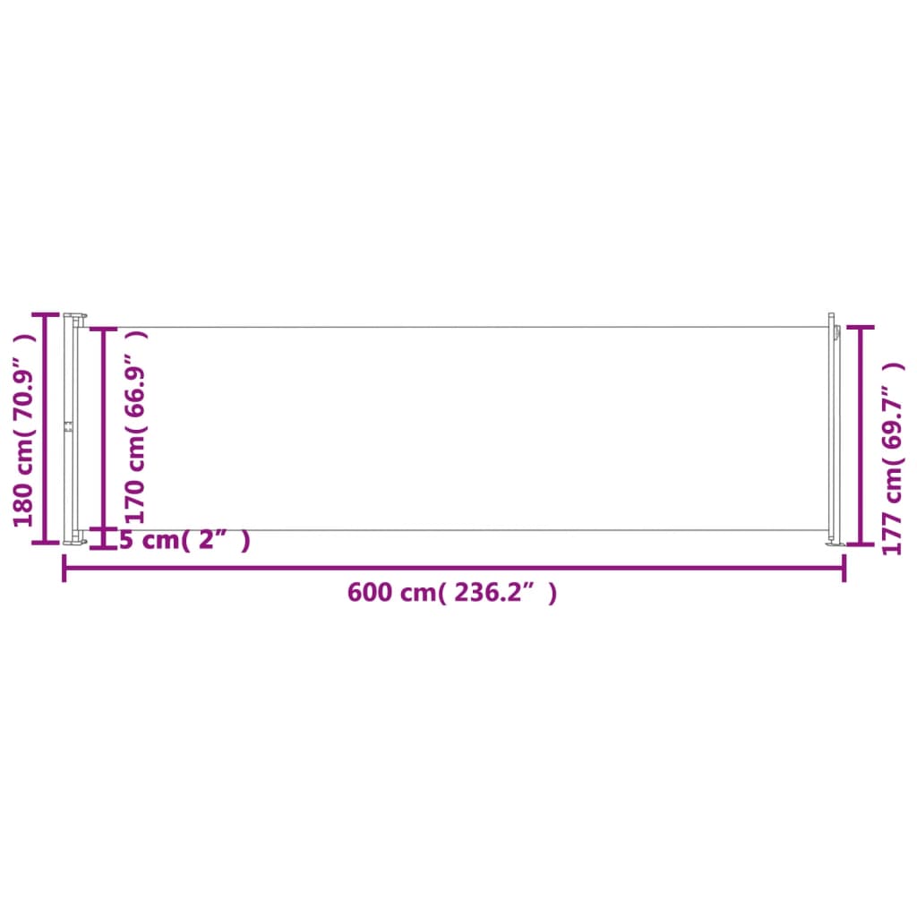 Patio Retractable Side Awning 70.9x236.2 Cream