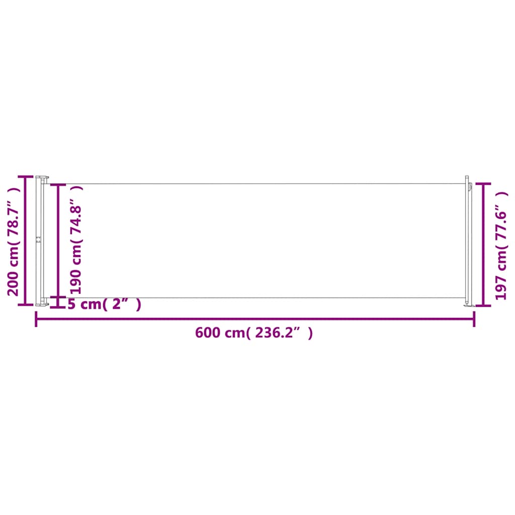Patio Retractable Side Awning 78.7x236.2 Cream