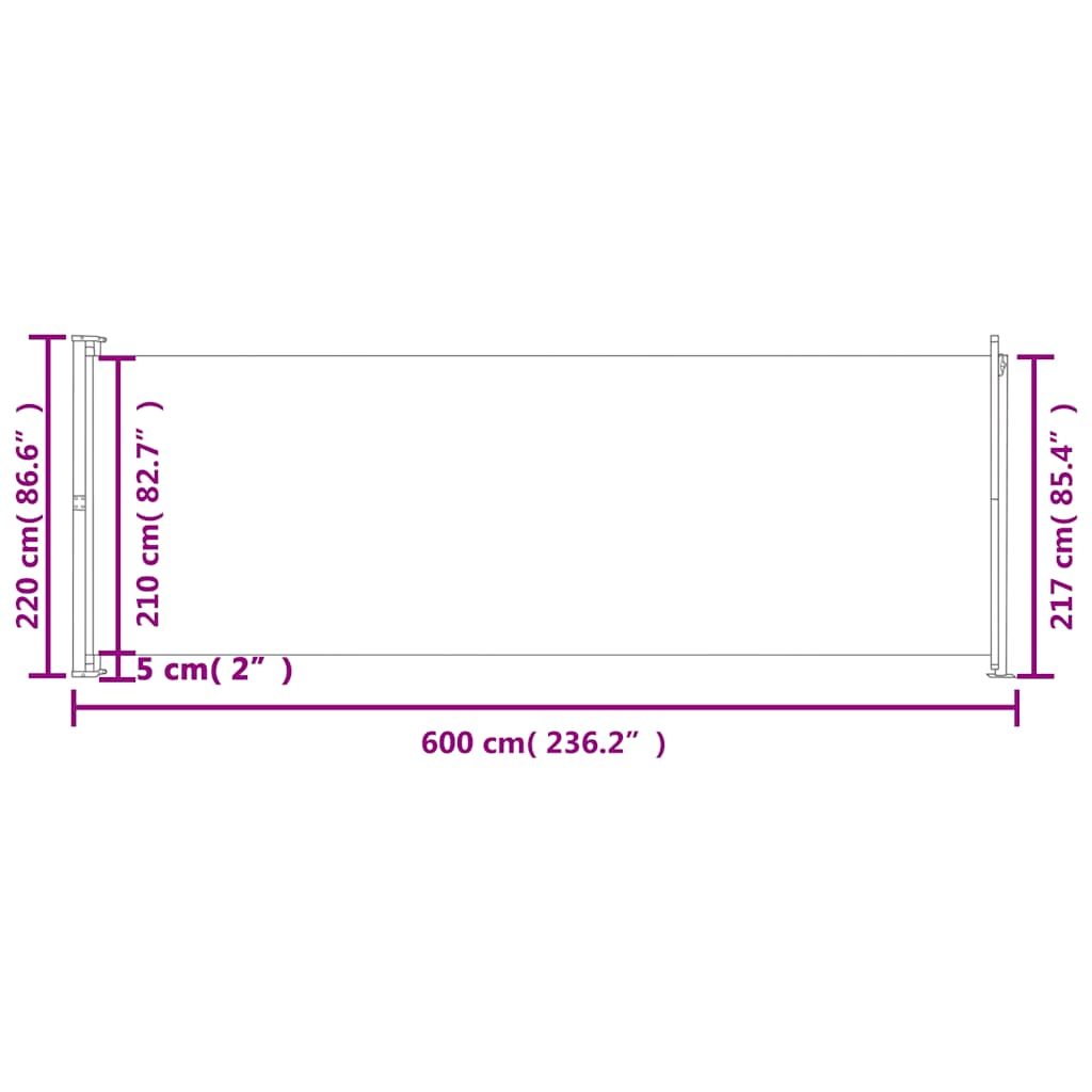 Patio Retractable Side Awning 86.6x236.2 Cream