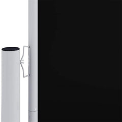 Side Awning Black Polyester, Steel, Aluminum Large Retractable