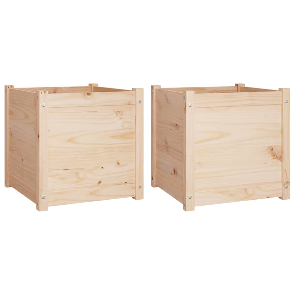 Garden Planters 2 pcs 19.7x19.7x19.7 Solid Wood Pine