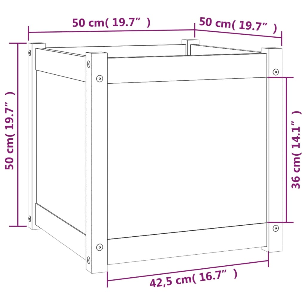 Garden Planters 2 pcs 19.7x19.7x19.7 Solid Wood Pine
