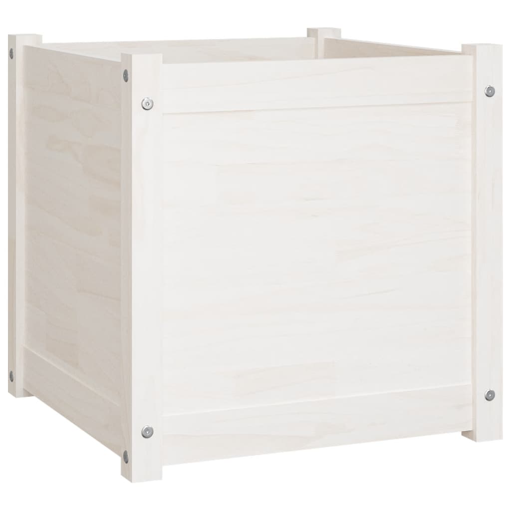 Garden Planters 2 pcs White 19.7x19.7x19.7 Solid Wood Pine