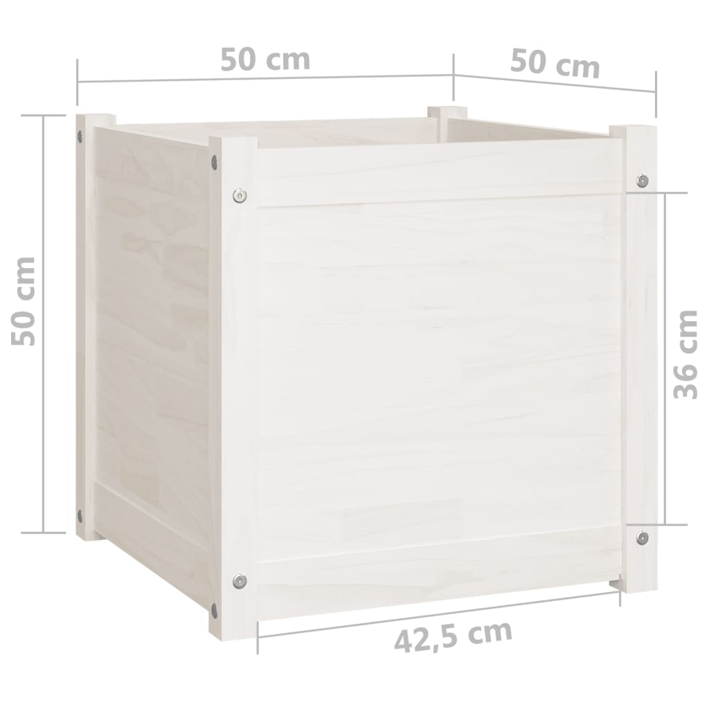 Garden Planters 2 pcs White 19.7x19.7x19.7 Solid Wood Pine