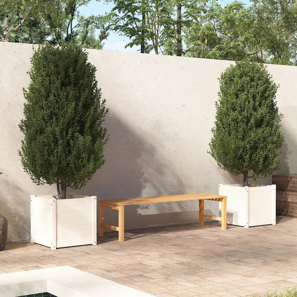 Garden Planters 2 pcs White 19.7x19.7x19.7 Solid Wood Pine