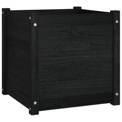 Garden Planters 2 pcs Black 19.7x19.7x19.7 Solid Wood Pine