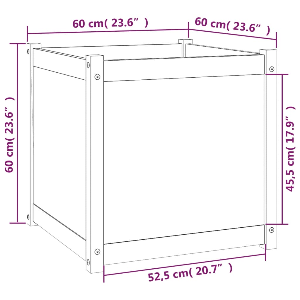 Garden Planter 23.6x23.6x23.6 Solid Wood Pine