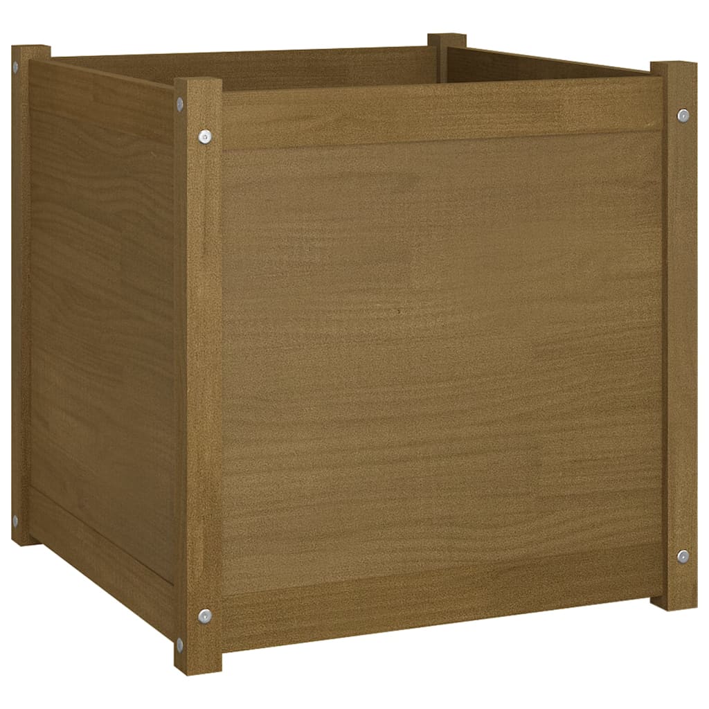 Garden Planters 2 pcs Honey Brown 23.6x23.6x23.6 Solid Wood Pine