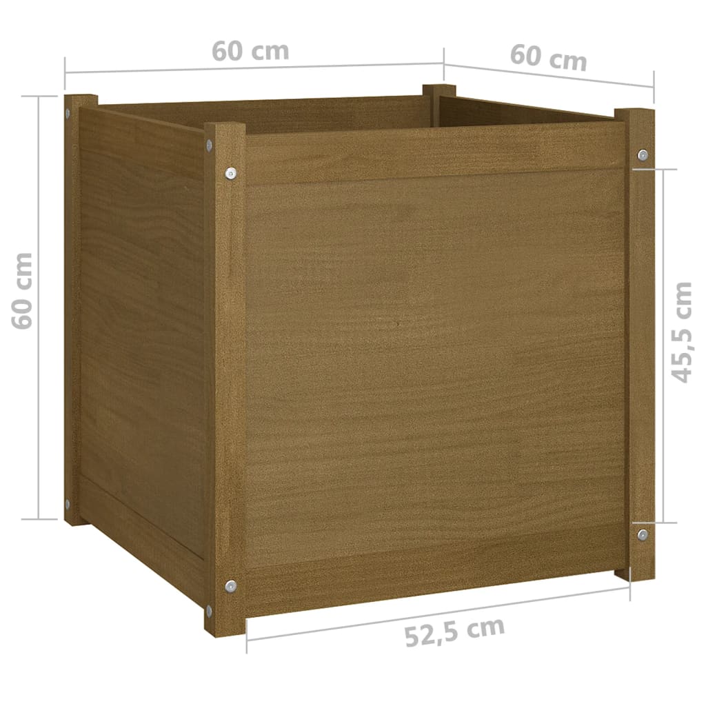 Garden Planters 2 pcs Honey Brown 23.6x23.6x23.6 Solid Wood Pine