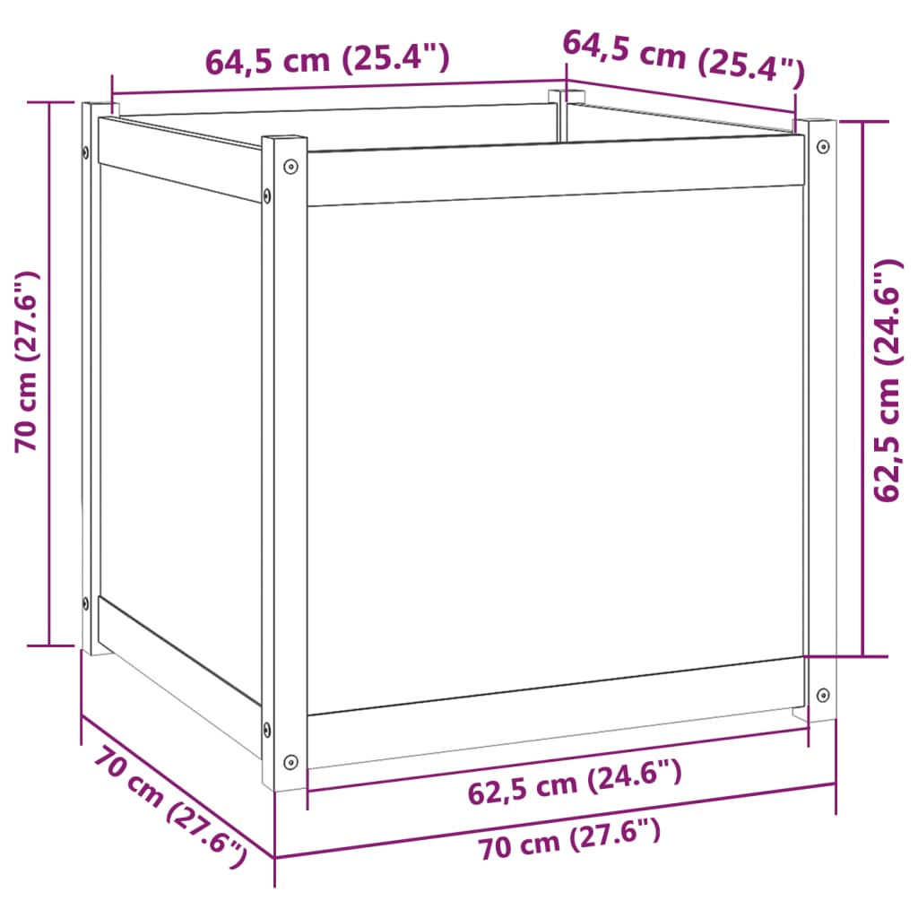 Garden Planter Honey Brown 27.6x27.6x27.6 Solid Wood Pine