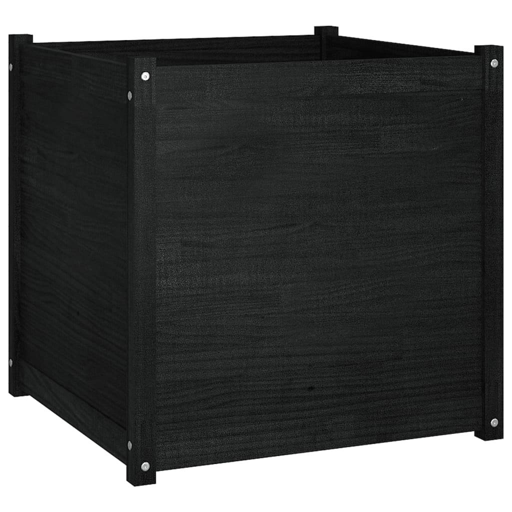 Garden Planter Black 27.6x27.6x27.6 Solid Wood Pine