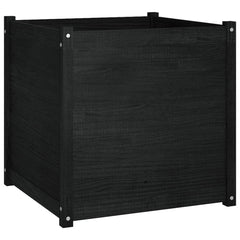 Garden Planter Black 27.6x27.6x27.6 Solid Wood Pine