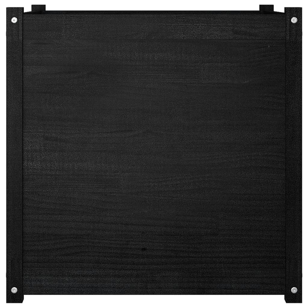 Garden Planter Black 27.6x27.6x27.6 Solid Wood Pine