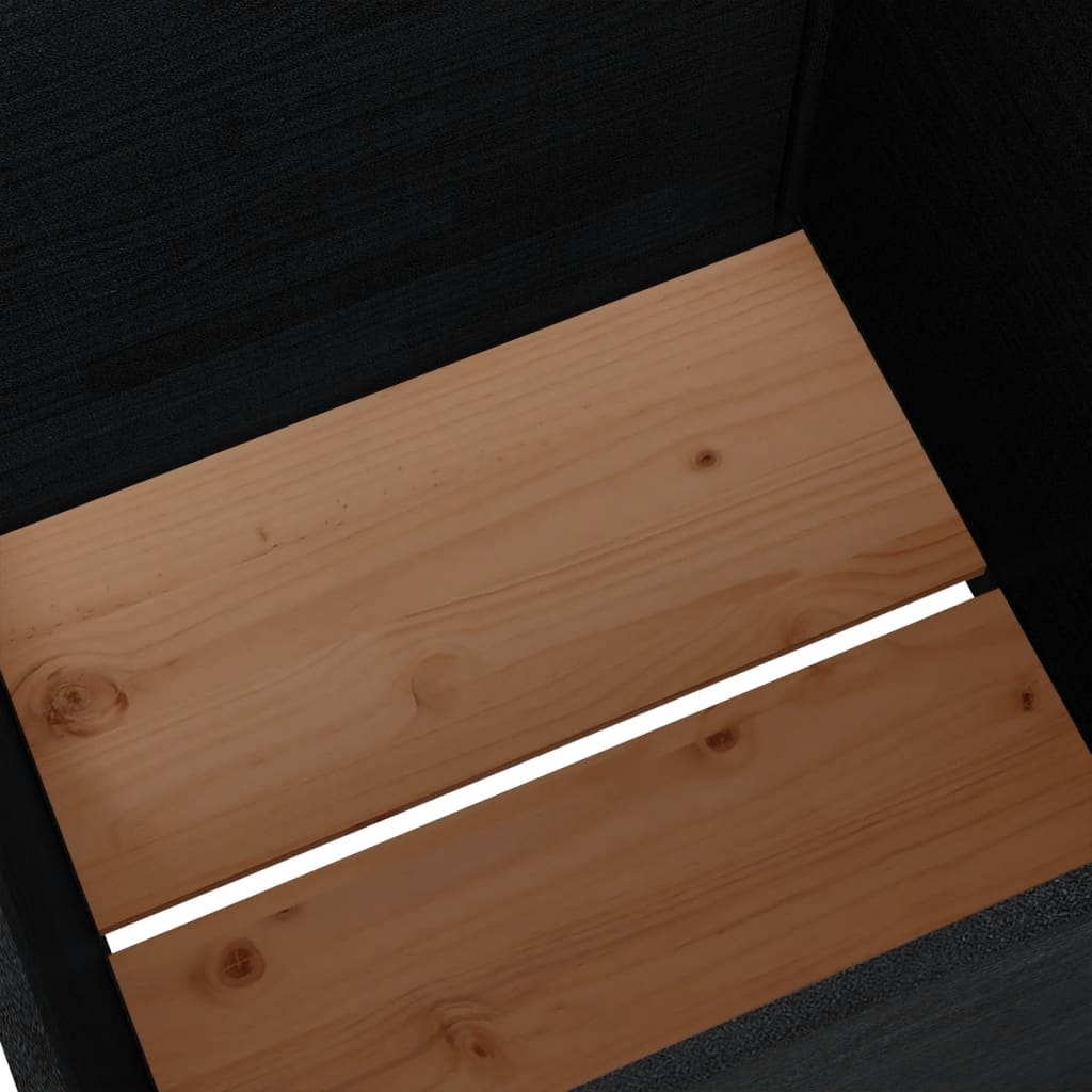 Garden Planter Black 27.6x27.6x27.6 Solid Wood Pine