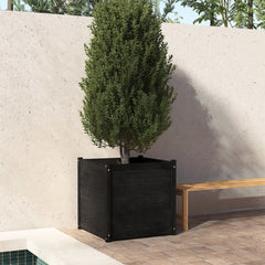 Garden Planter Black 27.6x27.6x27.6 Solid Wood Pine
