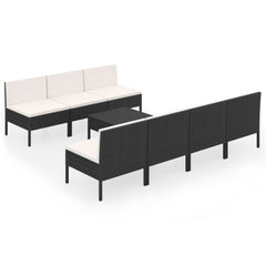Garden Lounge Set Black, Cream White