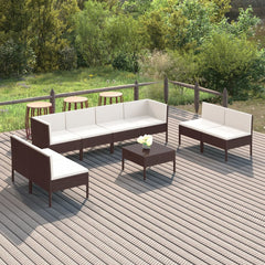 Garden Lounge Set Brown and Cream White