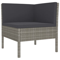 Garden Lounge Set Grey PE Rattan, Powder-Coated Steel, Polyester