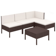 Garden Lounge Set Brown, Cream White